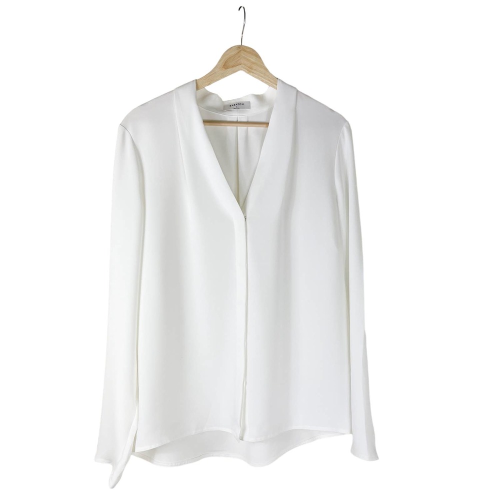 Aritzia Babaton Cream White Power Blouse Button Up Large